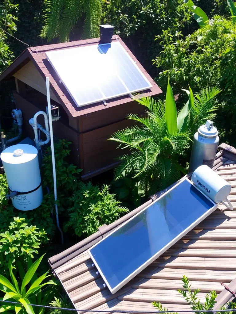 A visual representation of Pringamosa Hotel Boutique's sustainable practices, such as rainwater harvesting and solar water heaters, highlighting the hotel's commitment to environmental responsibility.